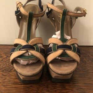 YSL Multicolor Suède & Leather Tribute 105 Sandals